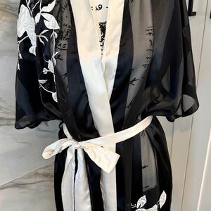 Victoria's Secret Black and White Sheer Robe